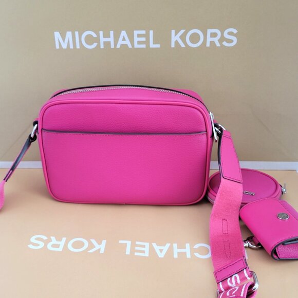 Michael Kors Jet Set Item Medium Pocket Crossbody Attachment Leather Dragonfruit - Picture 4 of 7